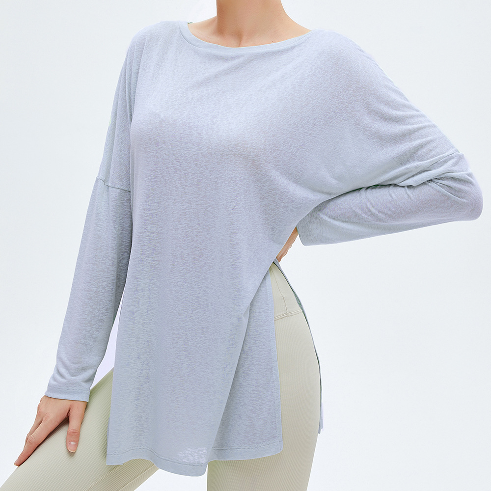 Protección solar fresca ligera de secado rápido blusa de yoga camiseta suelta de las mujeres transpirable fitness Top deportes ropa de Yoga de manga larga