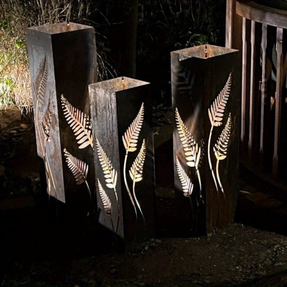 Креативные металлические украшения для двора и сада в виде колонн с листьями ржавого папоротника, металлические поделки для декора