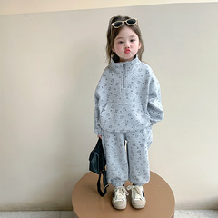 女の子春服セット2025新型子供服ネット紅洋気運動赤ちゃん春流行爆街2点セット