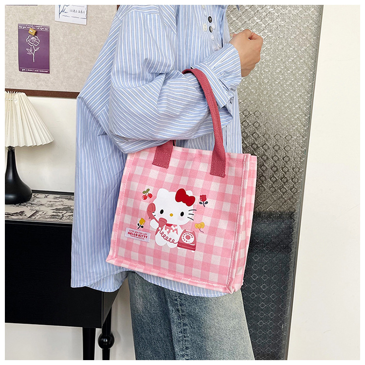 Cute cartoon cat canvas bag 2025 new style large-capacity simple and convenient tote bag with fashionable printing undefined