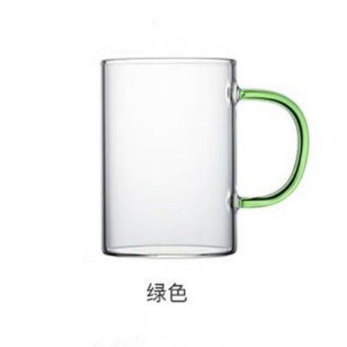 Taza de vidrio borosilicato de oficina taza de una sola capa mango de color taza de jugo de vidrio transparente de gran capacidad taza de bebida doméstica antimezcla