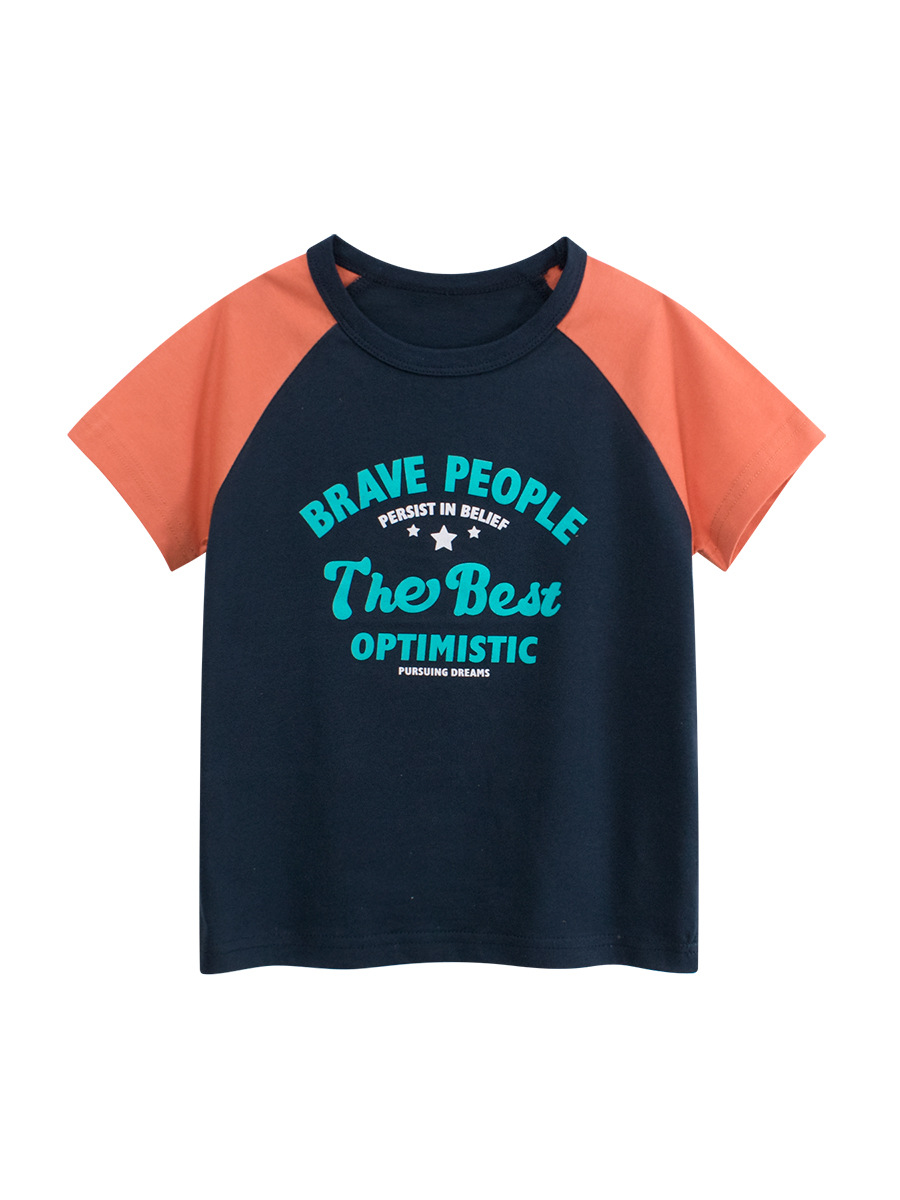 27KIDS ropa infantil transfronteriza verano nueva camiseta de manga corta estampada para niños ropa raglán para niños