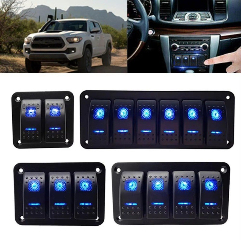 Manufacturer's four-position illuminated car boat-shaped switch, suitable for modifying rocker switches in RVs and ships, universal switch panel