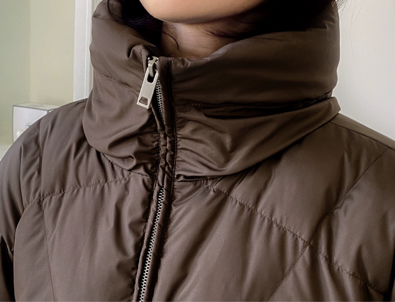 Winter short colored jacket with zipper, high collar, drawstring, increased thickness, wholesale