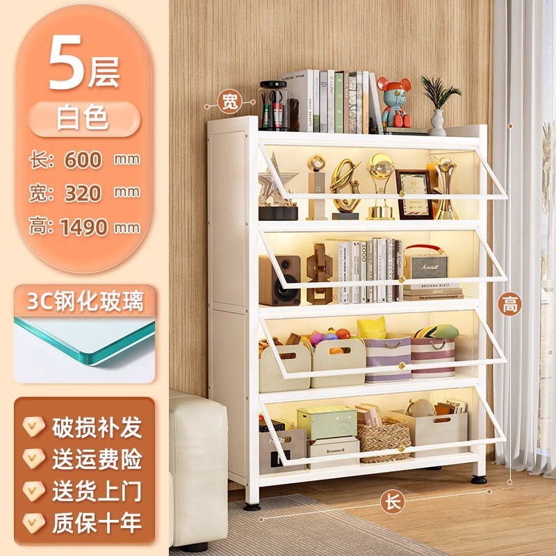 家庭用スチール本棚リビングルームドア防塵収納キャビネット多層子供用本棚床置きディスプレイキャビネット収納キャビネット|undefined