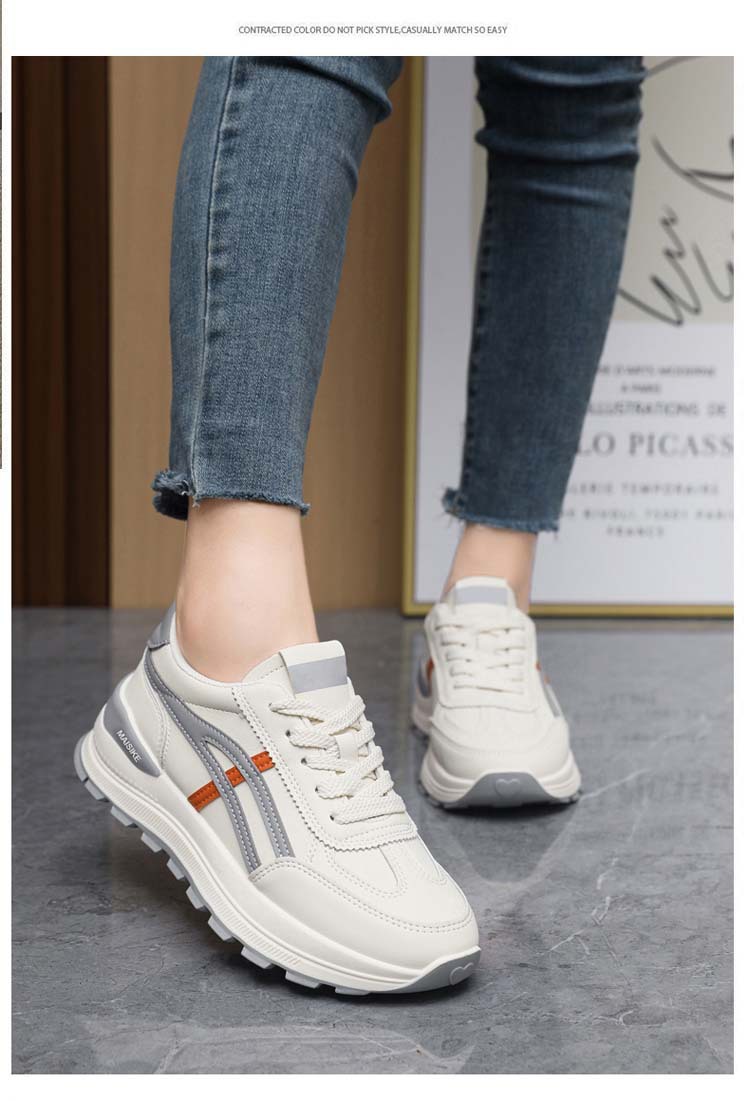 Fashionable 2026 New Model Sports Versatile Soft-soled Student Running Casual Shoes Soft Leather Women's White Sneakers_vogvips.com