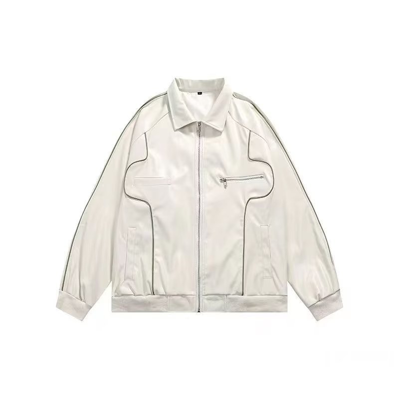 Padrino chaqueta de cuero de locomotora de gran tamaño nicho, chaqueta de cuero de guangzhou, chaqueta de cuero retro americana.