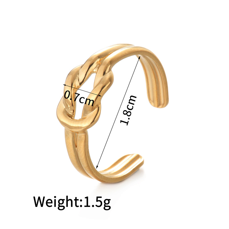 Four Leaf Clover, Heart Shape Pattern PVD Coated Real Gold Plated Four Leaf Clover Heart Shape 304 Stainless Steel Retro Waterproof Non Tarnish Open Rings