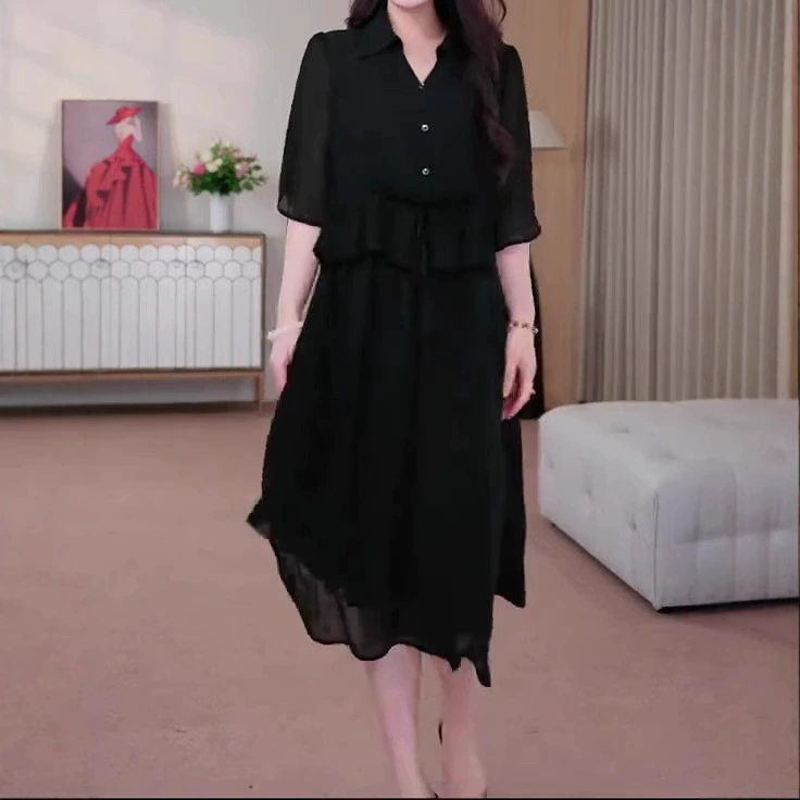 Летний новый большой размер 250 кг толстый MM повседневный пригородной простой модный шифоновый юбка большой размер женская одежда