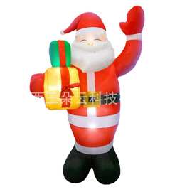 亚马逊爆款充气圣诞老人礼包约1.8米带LED灯圣诞装饰庭院布置道具