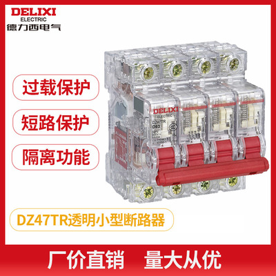 德力西透明小型断路器DZ47TR空气开关工地 临电箱专用 可透视分断|ms