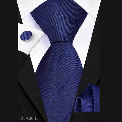 Men's business formal tie three-piece suit (8cm hand tie + pocket square + cufflinks) simple outfit