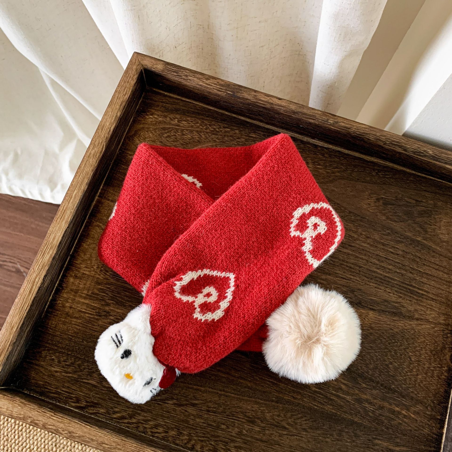 Sugar Pear ropa infantil bufandas rojas de punto para niños otoño invierno caliente niña encantadora Navidad de Año Nuevo buñuelo