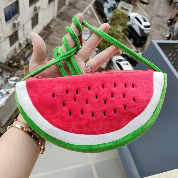 Factory wholesale New watermelon bag shoulder cross-body bag capacity large plush fashion cartoon messenger bag pen bag can be