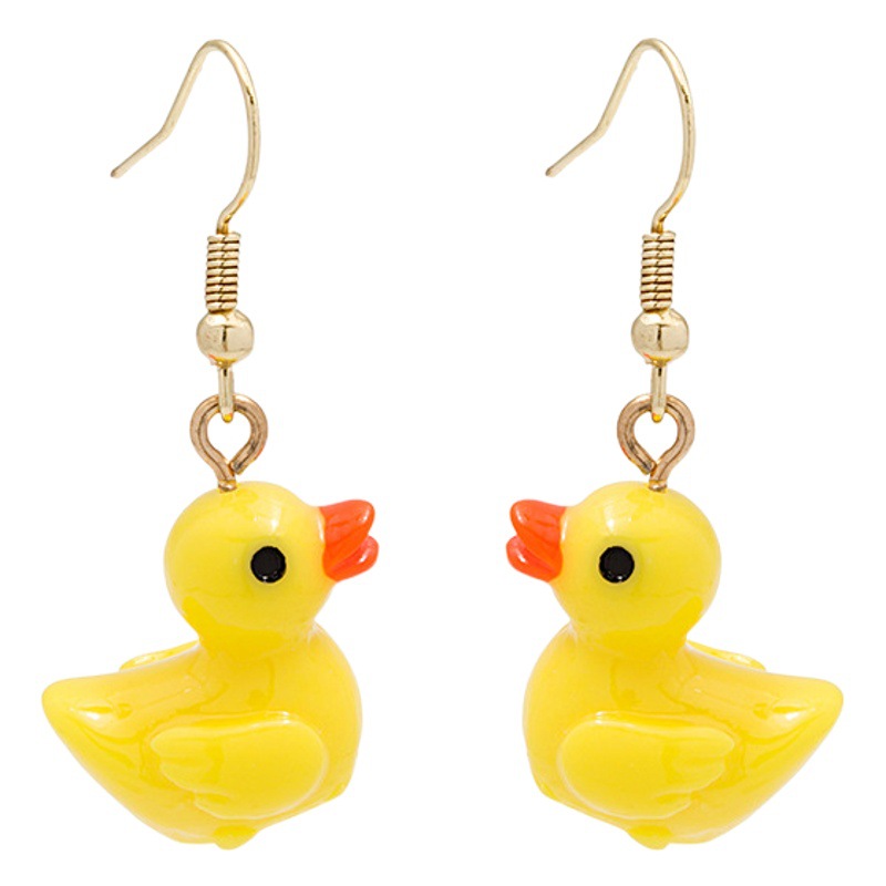 Japanese and Korean Cartoon Handmade Cute Yellow Duck Earrings Girls Vit Fun Sweet Animal Duck Earrings