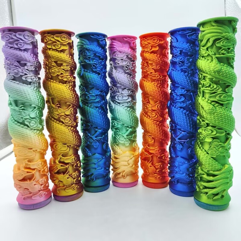 3D Printed Dragon Spiral Retractable Sword, Cloud-Pattern Retractable Sword, Colorful Punk Sword, Popular New Product for Online Sales