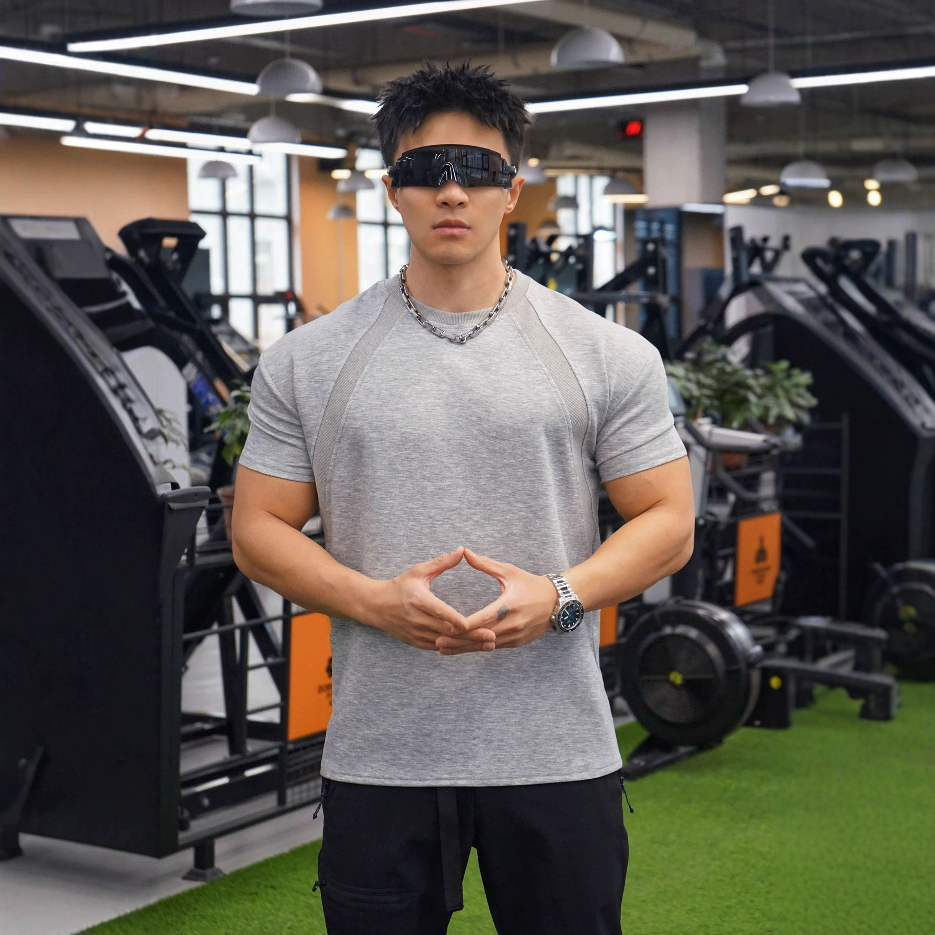 GYMARM Весна и лето жидкий аммиак космический хлопок BOXY тяжелый шитье против морщин