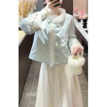 自制踏雪寻梅羽绒棉外套刺绣加绒加厚冬装两件套裙子2025秋冬新款