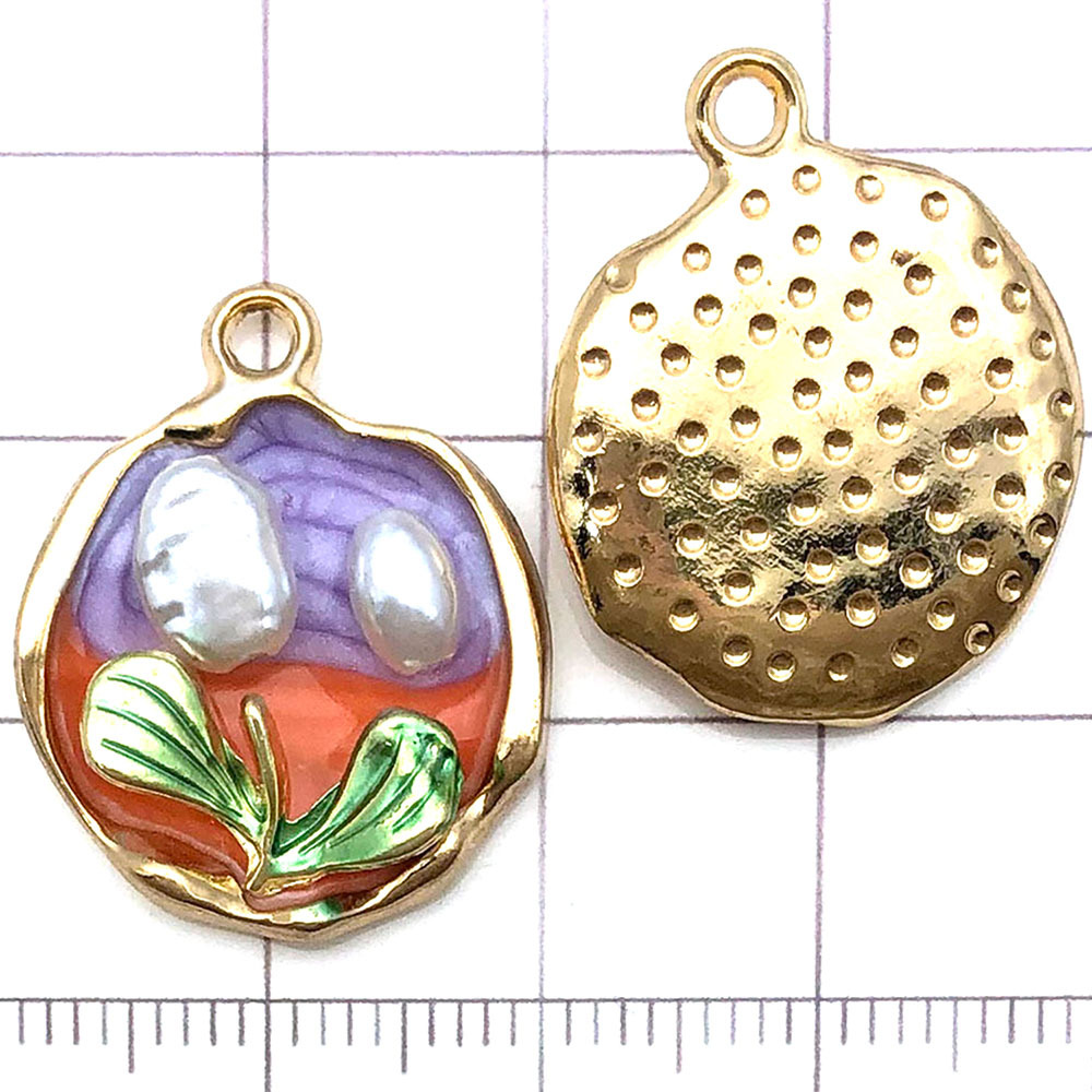 21171-XP-紫色锌合金双色花牌24x19mm-3.2g