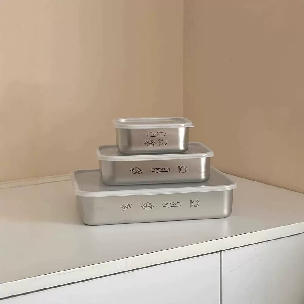 定制图案304不锈钢保鲜盒分装盒小饭盒可进微波炉加热密封餐