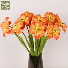 EVA开口郁金香高档仿真花 手感PU布朗尼郁金香假花 婚庆摄影道具