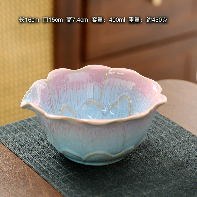 Transfronterizo especial para cerámica matcha con boca de loto modelado rosa azul de la dinastía Song té de té de té image 7