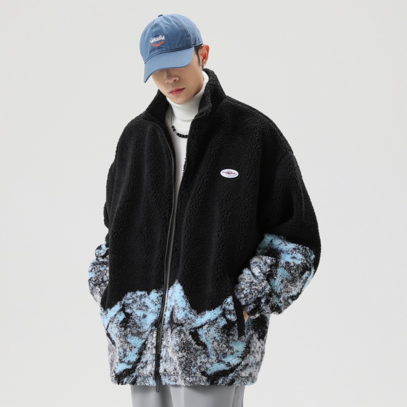 winter Plush thickening Sherpa man cotton-padded clothes keep warm Trend leisure time Easy Teenagers jacket coat men's wear