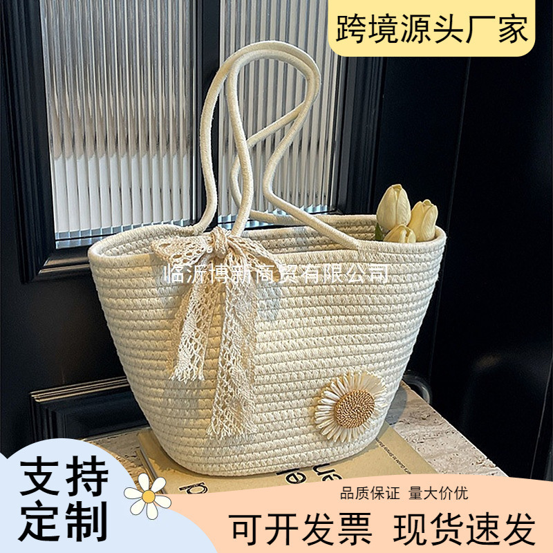 New Large-Capacity Women's Tote Bag Cross-Body Commuting Hand-Woven Bag Travel Vacation Simple Beach Handbag