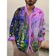 W 91602 Men's Floral Print Button Shirt ӡ������ ŷ���羳��