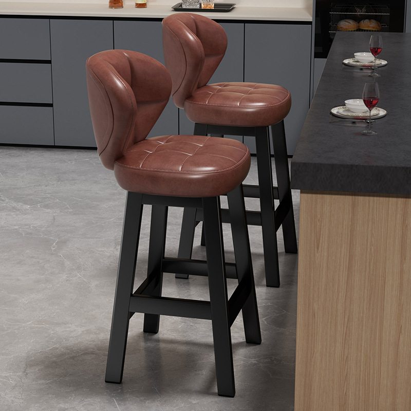 Bar Chair for Home Use, Simple Island High Stool, Adult High-Back Chair, Front Desk Silver American-Style Shell Bar Stool