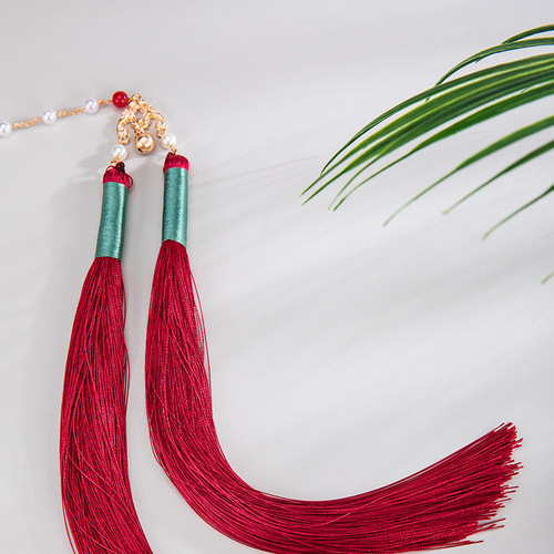 Flowing tassel necklace for women, ancient Chinese style Hanfu adornment, soft beaded necklace, Ming dynasty style retro Mamian skirt accessory, 26.9GF002