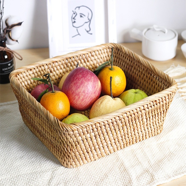 Estrictamente seleccionado caña trenzada mesa rectangular juguetes refrigerios pastílicos trenzado cesto japonés