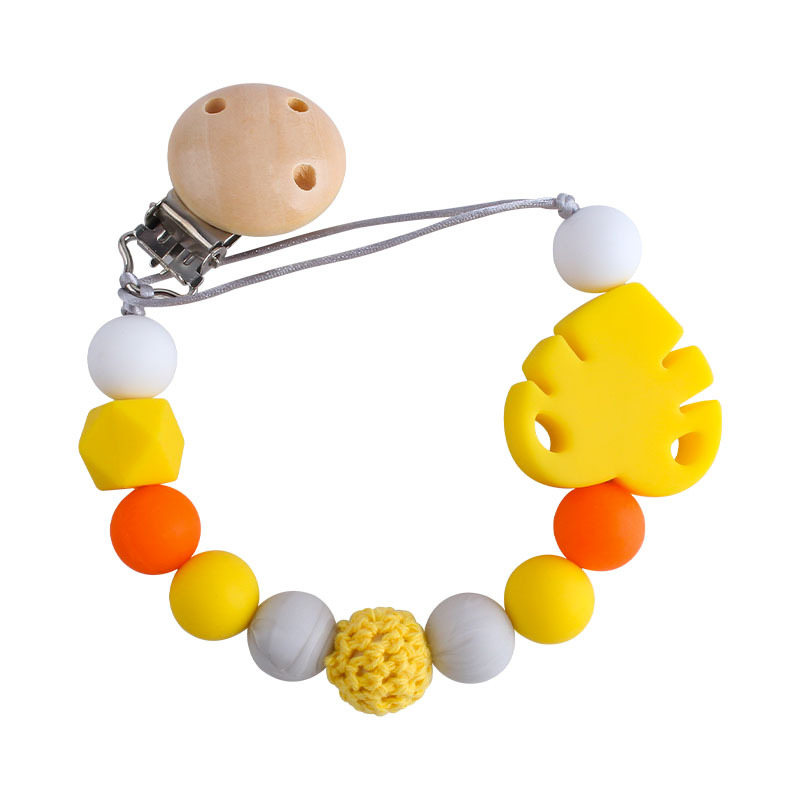Bebé suministros DIY creativo Hemu chupete clip bebé calmante hoja de silicona molar juguete mordedor chupete cadena