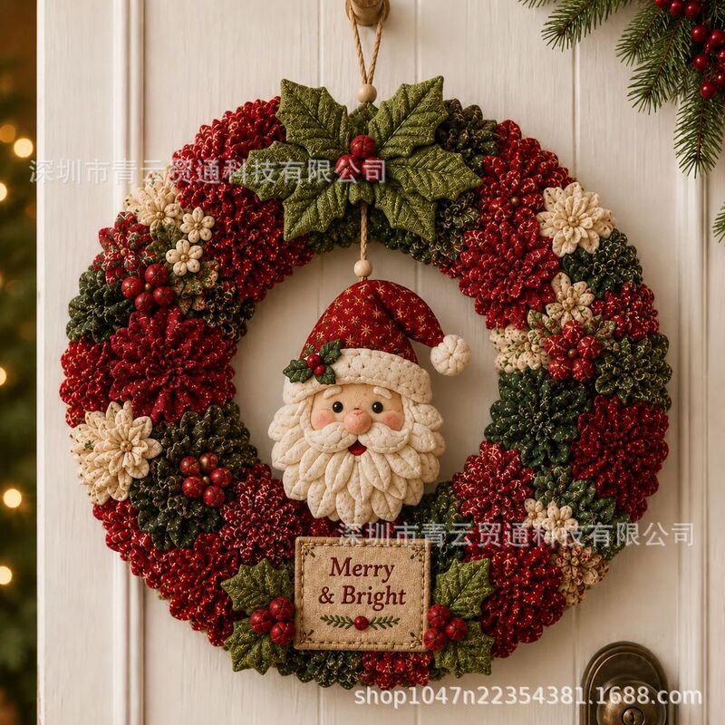 Cross-border new product: Fabric Poke Wreath DIY Kit, a Christmas fabric poke craft wreath DIY set