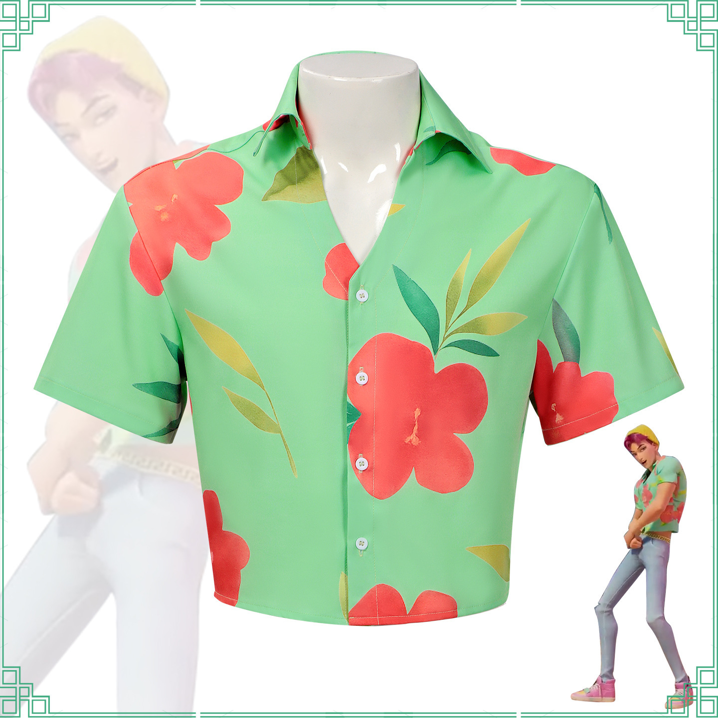 Camisa Estampada de Cosplay Anime de Poliéster para Hombre para Actuaciones y Fiestas
