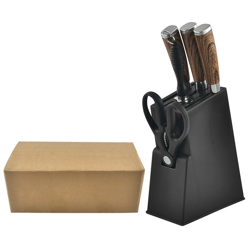 Venta al por mayor rojo neto patrón láser juego de seis piezas de cuchillo de mango curvo juego de cuchillo caja de color juego de caja de regalo juego de combinación de cuchillo al por mayor