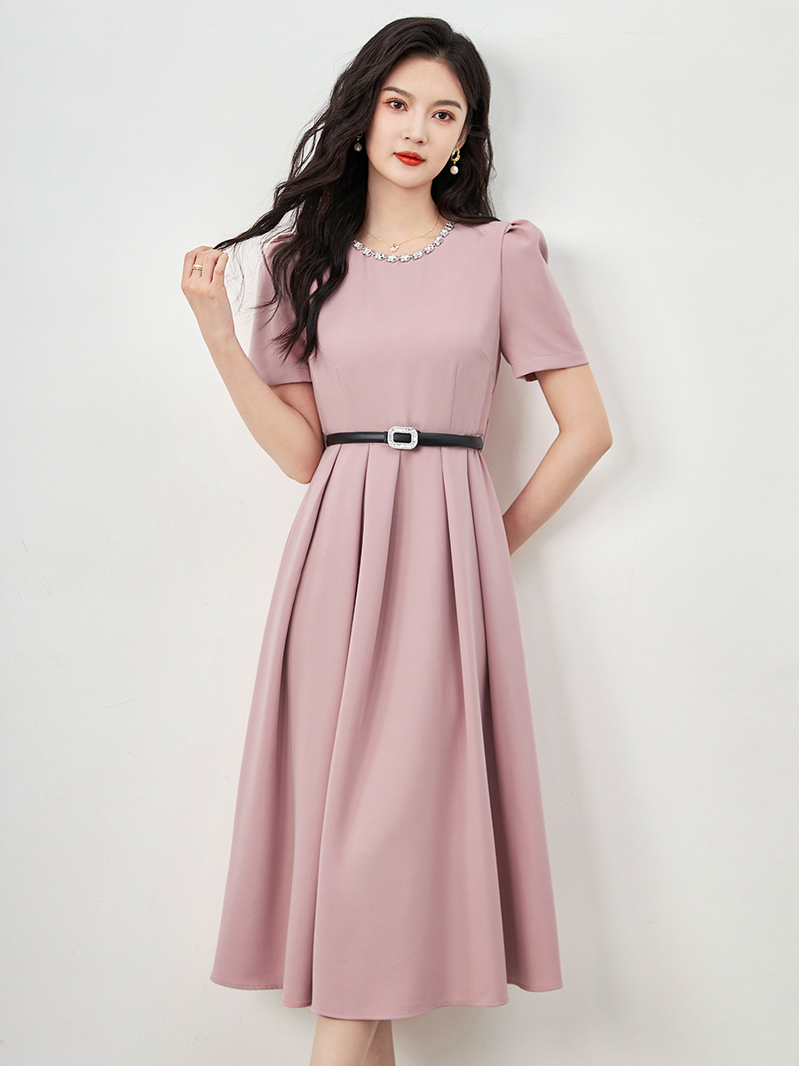 Đầm nữ chiết eo đính kim cương phong cách quý tộc — Màu đen