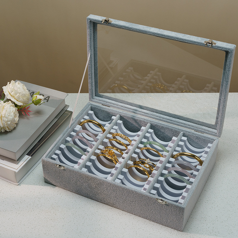 大容量多规格44位22位手镯收纳箱活动可调节首饰展示盒带盖珠宝箱