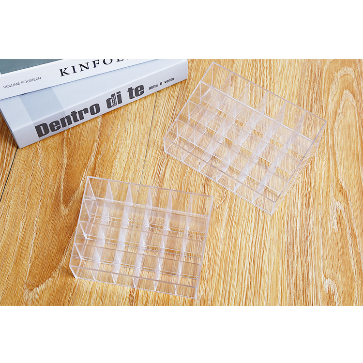 PS梯形24格透明塑料收纳盒口红架化妆品整理盒置物架纸盒装