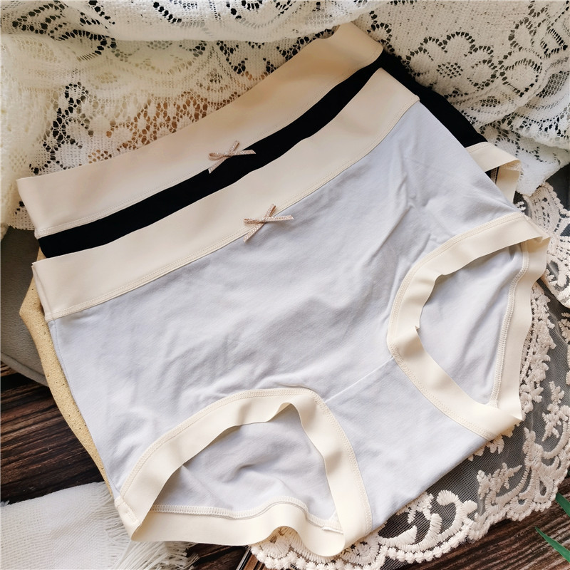 【90-130】809 Modal Comfortable Hip-Covering Wide-Brimmed Ice Silk Edge Simple Mid-Waist Women's Underwear