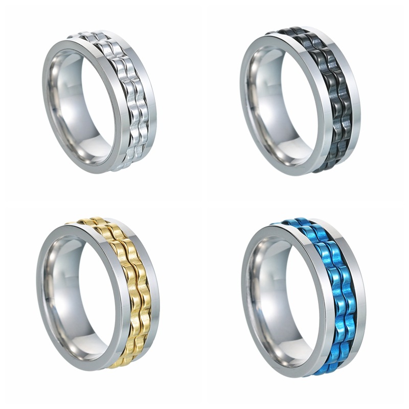 Wholesale Jewelry Hip-Hop Geometric 304 Stainless Steel Chain Gold Plated Plating Rings display picture 4