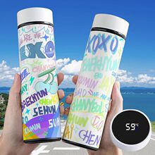 EXO涂鸦周边智能学生保温杯高颜值测温显温水304不锈钢杯子