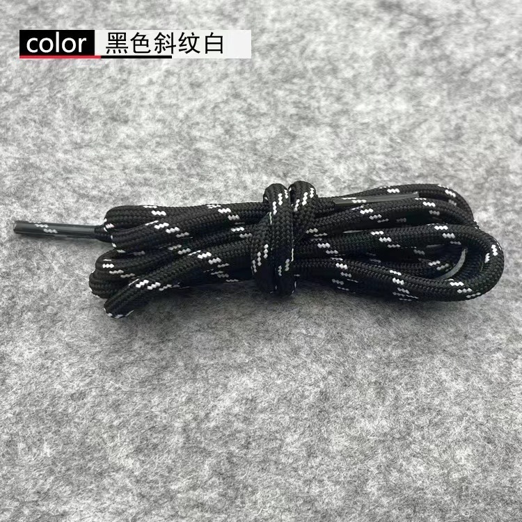 Cordones redondos de 5 mm para zapatos de papá, botas de senderismo, botas estilo Martin, con rayas diagonales en negro, blanco y amarillo.