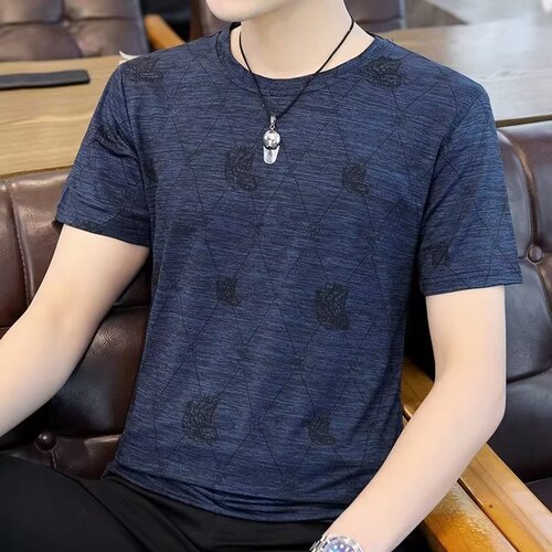 Summer Thin Short-Sleeve T-Shirt for Men, Korean-style Trendy All-Match Loose-Fit Plus-Size Striped Half-Sleeve Base Layer