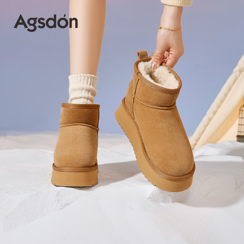 Botas de nieve de fondo grueso para mujeres 2025 nuevos zapatos de algodón de invierno gruesos de peluche botas cortas