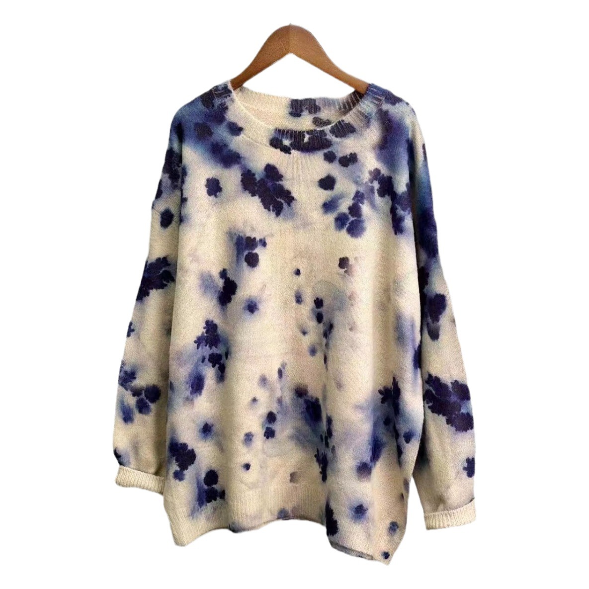 Mink Velvet Sweater for Women, Printed 2025 Autumn and Winter New Round Neck Pullover Knit Ethnic Style Top, Women's Foreign Trade Wholesale