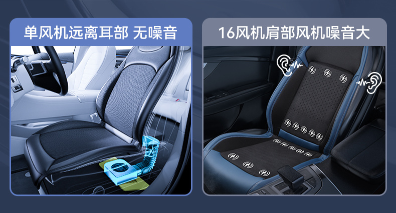 New External Fan Ventilation and Cooling Car Seat Cushion with Cigarette Lighter USB 12V/24V Universal Multi-Speed Adjustable Seat Cushion