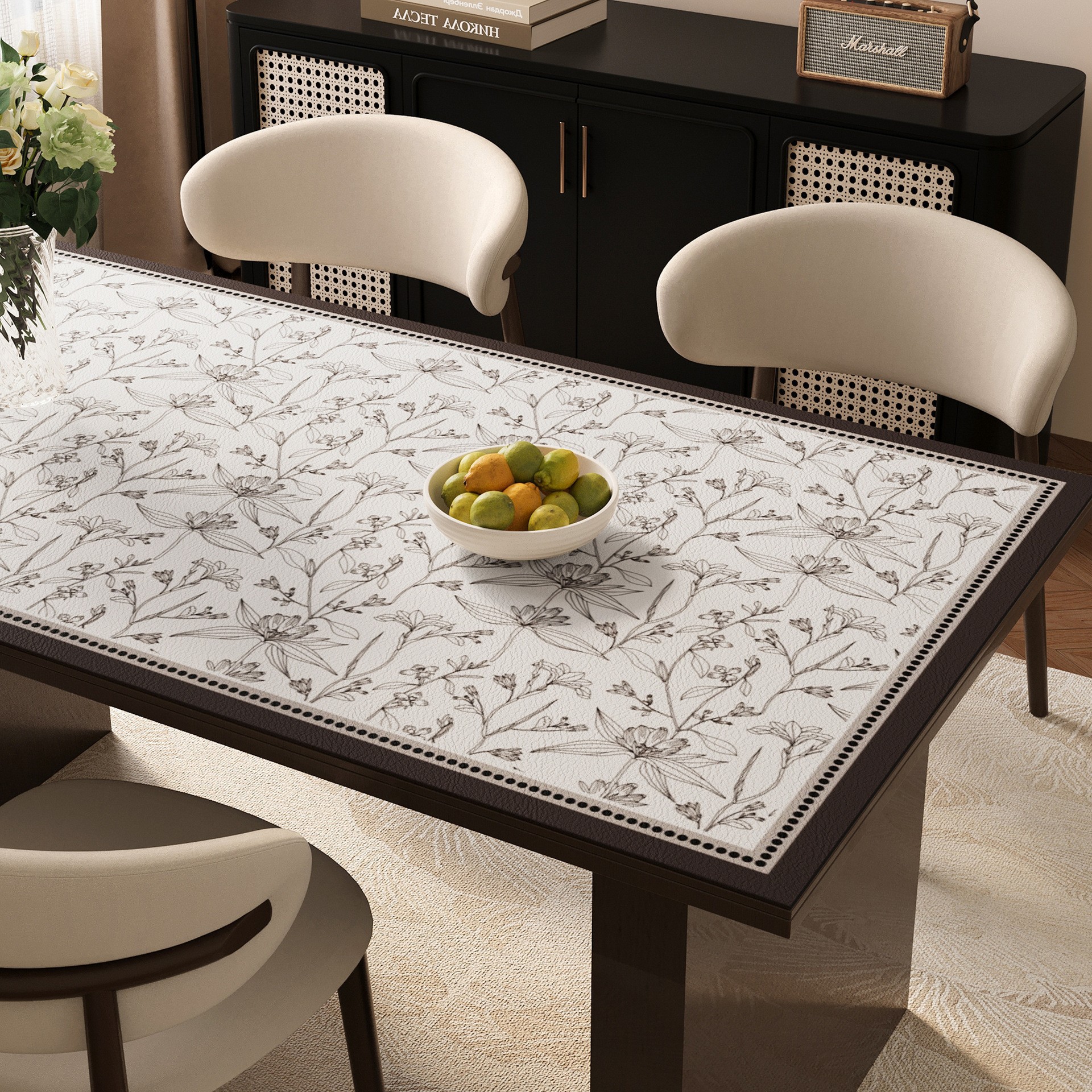 Cojín de mesa retro lujoso ligero de alta sensación manto de mesa impermeable a prueba de aceite sin lavado cojín de mesa de cuero estilo medieval cojín de mesa verde