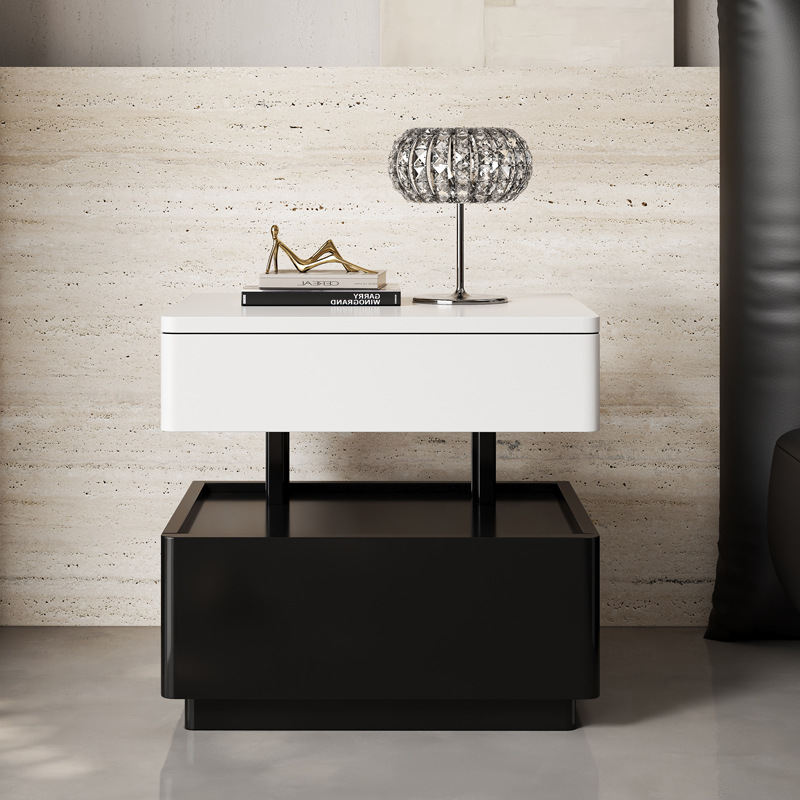 意式极简实木烤漆床头柜卧室轻奢高级感悬浮创意设计感小众床边柜