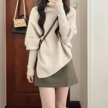 毛衣女2025秋冬韩系穿搭温柔软糯慵懒风奶fufu外套上衣短裙套装女